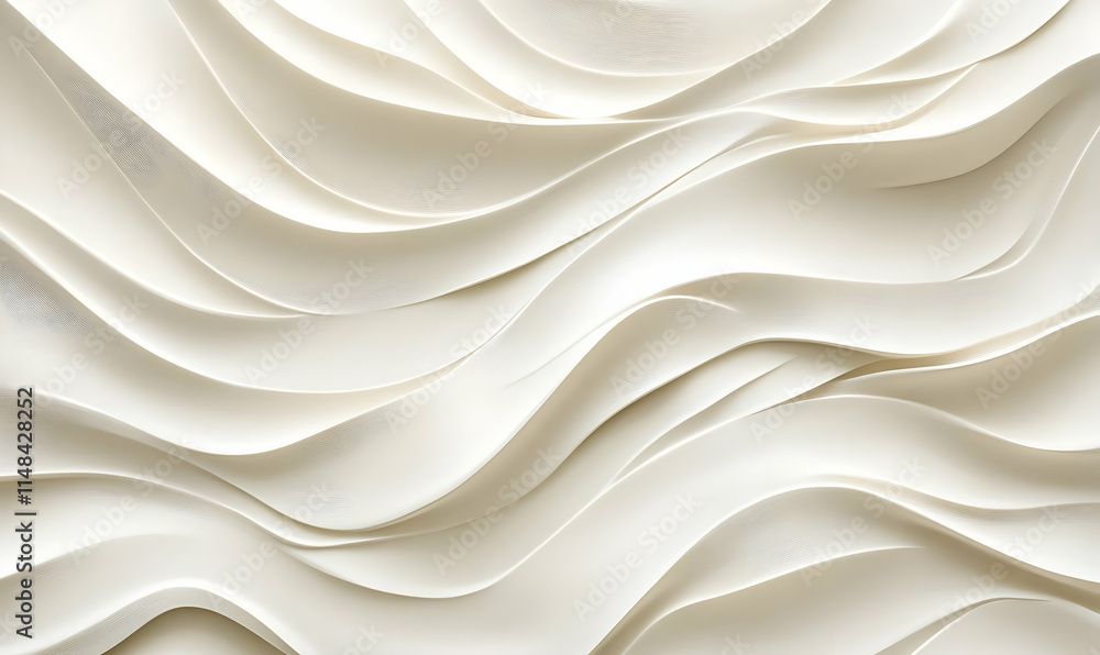 Fototapeta premium A textured, wavy surface in soft white, evoking modern design and elegance.