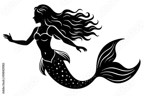 Stunning Mermaid Silhouette Vector.