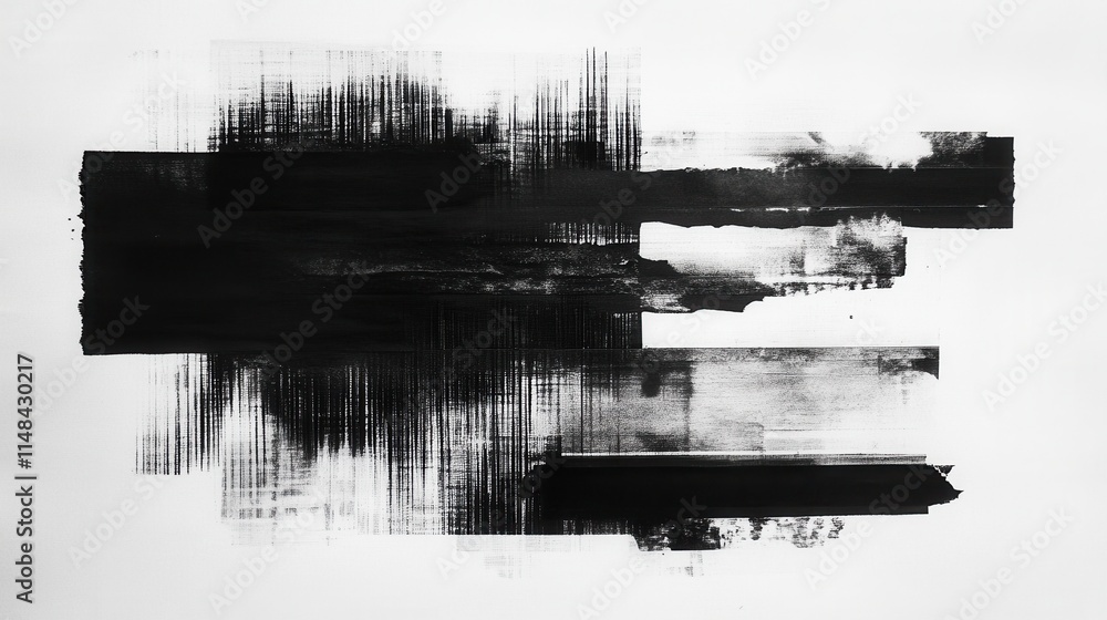 Abstract black ink strokes on white. Ideal for modern design, adding texture and visual interest. Abstract black ink strokes on white. Ideal for modern design, adding texture and visual interest.