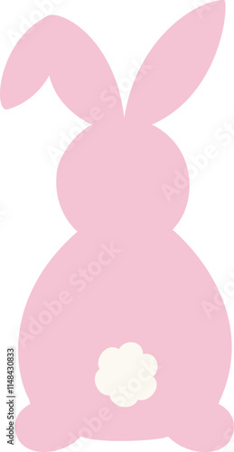 Isolated cute bunny back flat icon.
Easter bunny in pastel color.
Simple shape of Easter bunny.
Cute rabbit clip art.
Transparent background.
