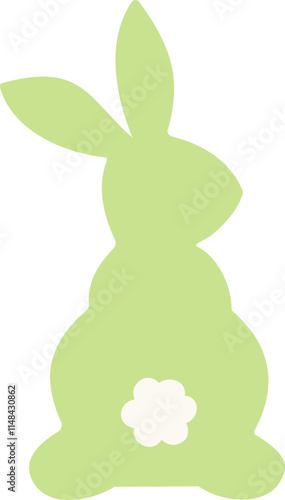 Isolated cute bunny back flat icon.
Easter bunny in pastel color.
Simple shape of Easter bunny.
Cute rabbit clip art.
Transparent background.