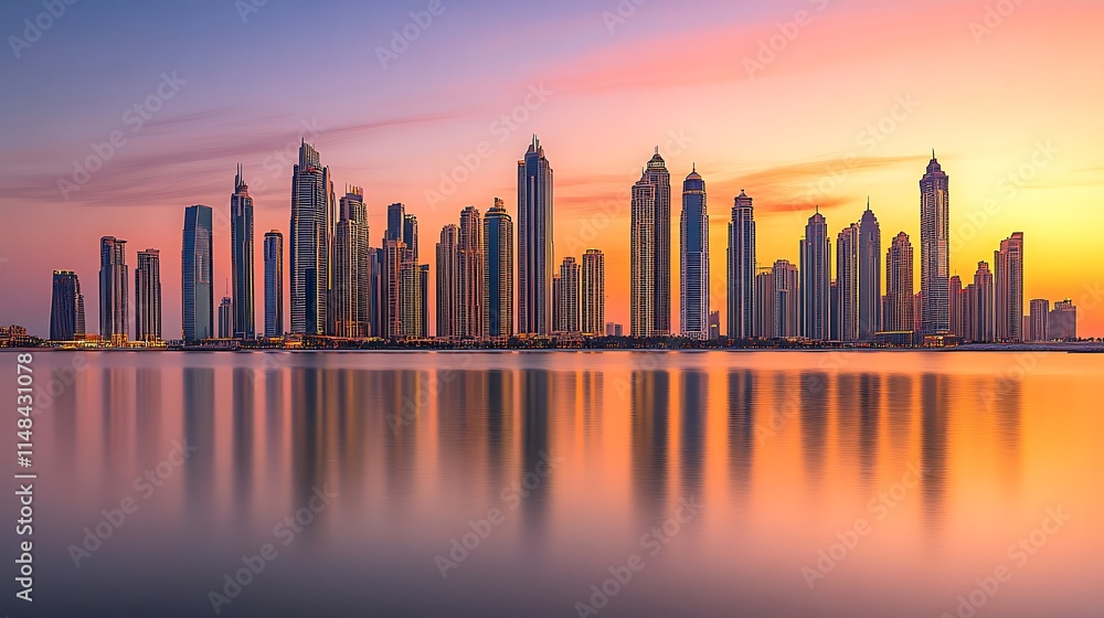 Skyline at sunset. Skyline at sunset.