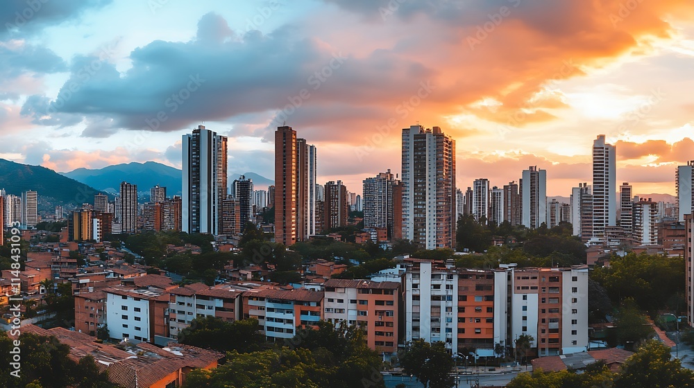 Fototapeta premium City skyline at sunset.
