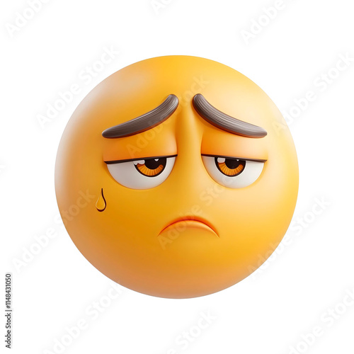 isolated 3d disappointed emoji on plain background sad emoticons reaction icons
