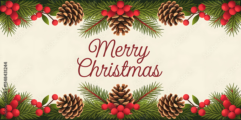 A Christmas frame with a green and red holiday design A Christmas frame with a green and red holiday design