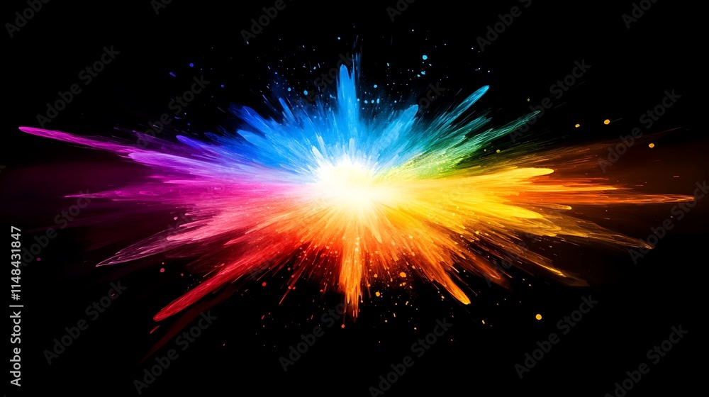 Multicolored powder explosion. Multicolored powder explosion.