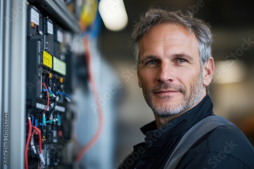 A proficient electrician is examining a control panel, emphasizing the crucial role of technical skills in ensuring optimal functionality of electrical systems.