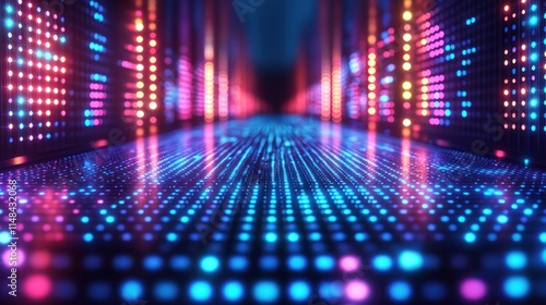 Wallpaper Mural Neon lights illuminate a futuristic corridor. Torontodigital.ca