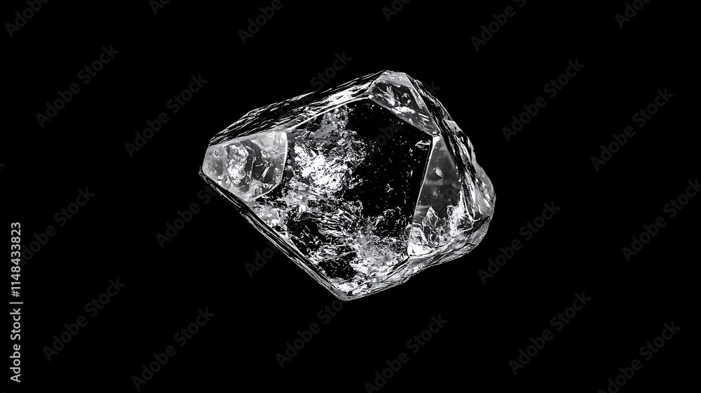 Clear, rough crystal on black. Clear, rough crystal on black.