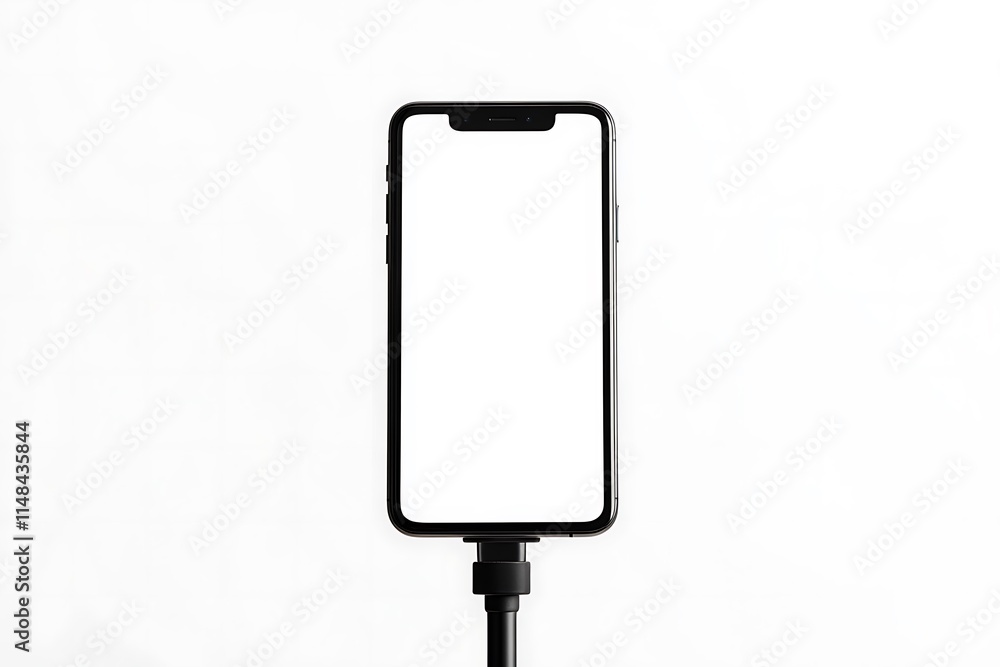 Isolated cellphone held by a selfiestick,illustration. Isolated cellphone held by a selfiestick,illustration.