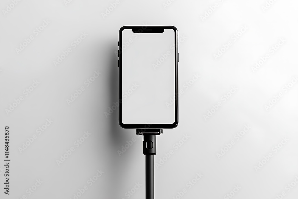 Isolated cellphone held by a selfiestick,illustration. Isolated cellphone held by a selfiestick,illustration.