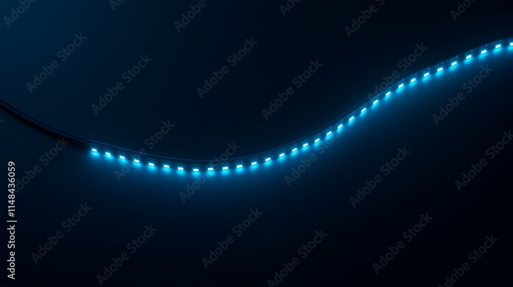 Blue led strip lights on dark surface. Blue led strip lights on dark surface.