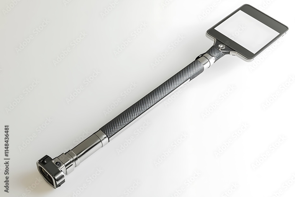 Isolated cellphone held by a selfiestick,illustration. Isolated cellphone held by a selfiestick,illustration.