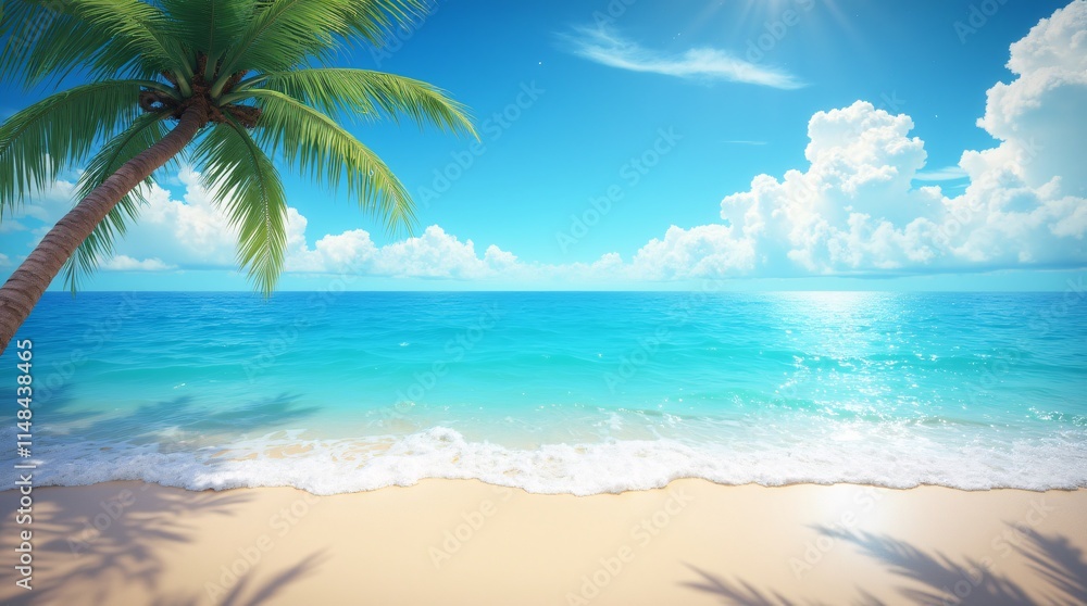 Fototapeta premium tropical beach with palm trees