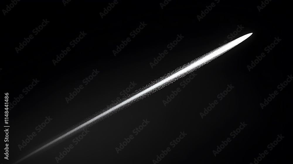 White diagonal contrail in dark sky. White diagonal contrail in dark sky.