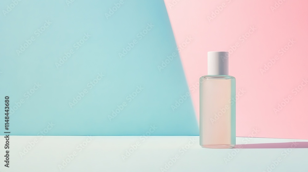 Minimalistic design featuring translucent bottle against soft pa
