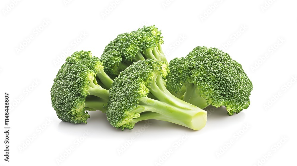 Fresh broccoli isolated on a white background. Healthy broccoli isolated on a clean white surface. Fresh broccoli isolated on a white background. Healthy broccoli isolated on a clean white surface.