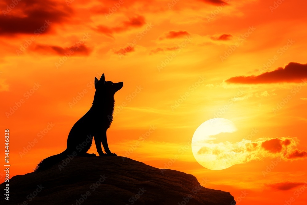 A silhouette of a fox under a crescent moon, set against a soft gradient background A silhouette of a fox under a crescent moon, set against a soft gradient background