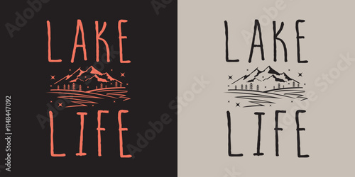 Cuadro en lienzo Lake life Retro Vintage Kayaking T-shirt Design Typography vector design