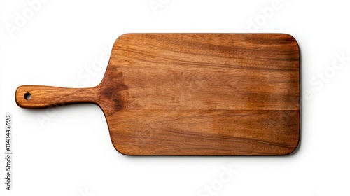 a metal pizza peel, kitchen tool, large flat surface, wooden handle, isolated on white background