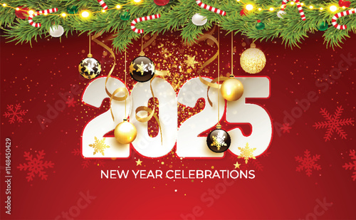 2025 Happy New Year background Banner with numbers date 2025 year