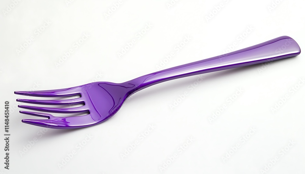 Elegant purple fork with glossy finish, isolated on a clean white background, detailed front view with clipping path. Elegant purple fork with glossy finish, isolated on a clean white background, detailed front view with clipping path.