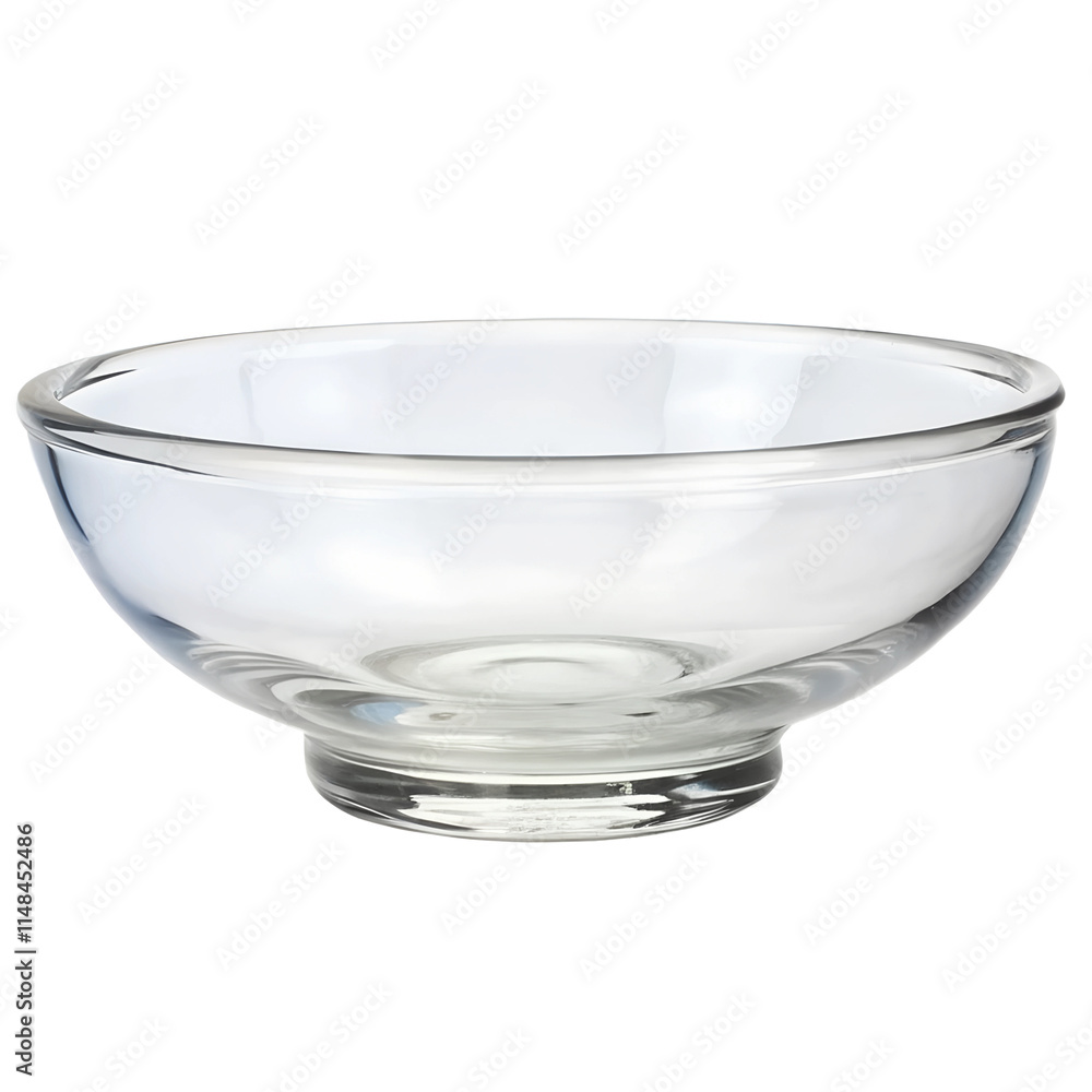 Ice cream bowl - A small, transparent glass bowl with a rounded shape, perfect for serving ice cream. Suspended in mid-air on a white background with no shadows. Ice cream bowl - A small, transparent glass bowl with a rounded shape, perfect for serving ice cream. Suspended in mid-air on a white background with no shadows.