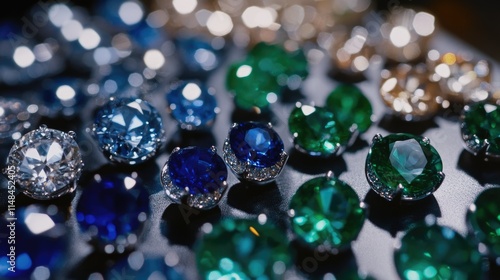 Sparkling Gemstones Display in Various Colors and Cuts for Jewelry
