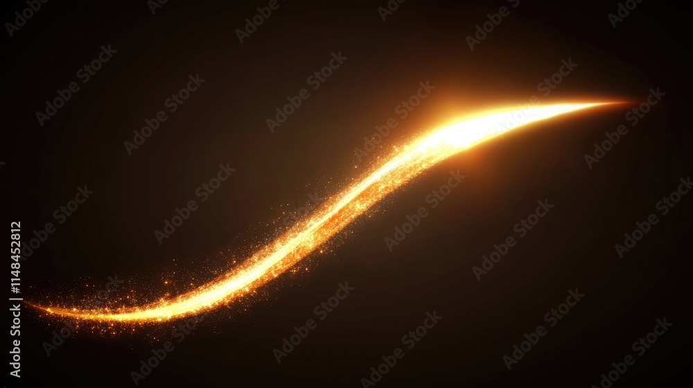 Glowing Golden Wave of Light on a Dark Background in Motion Glowing Golden Wave of Light on a Dark Background in Motion