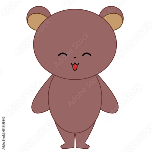 笑顔のかわいいくまの全身イラスト