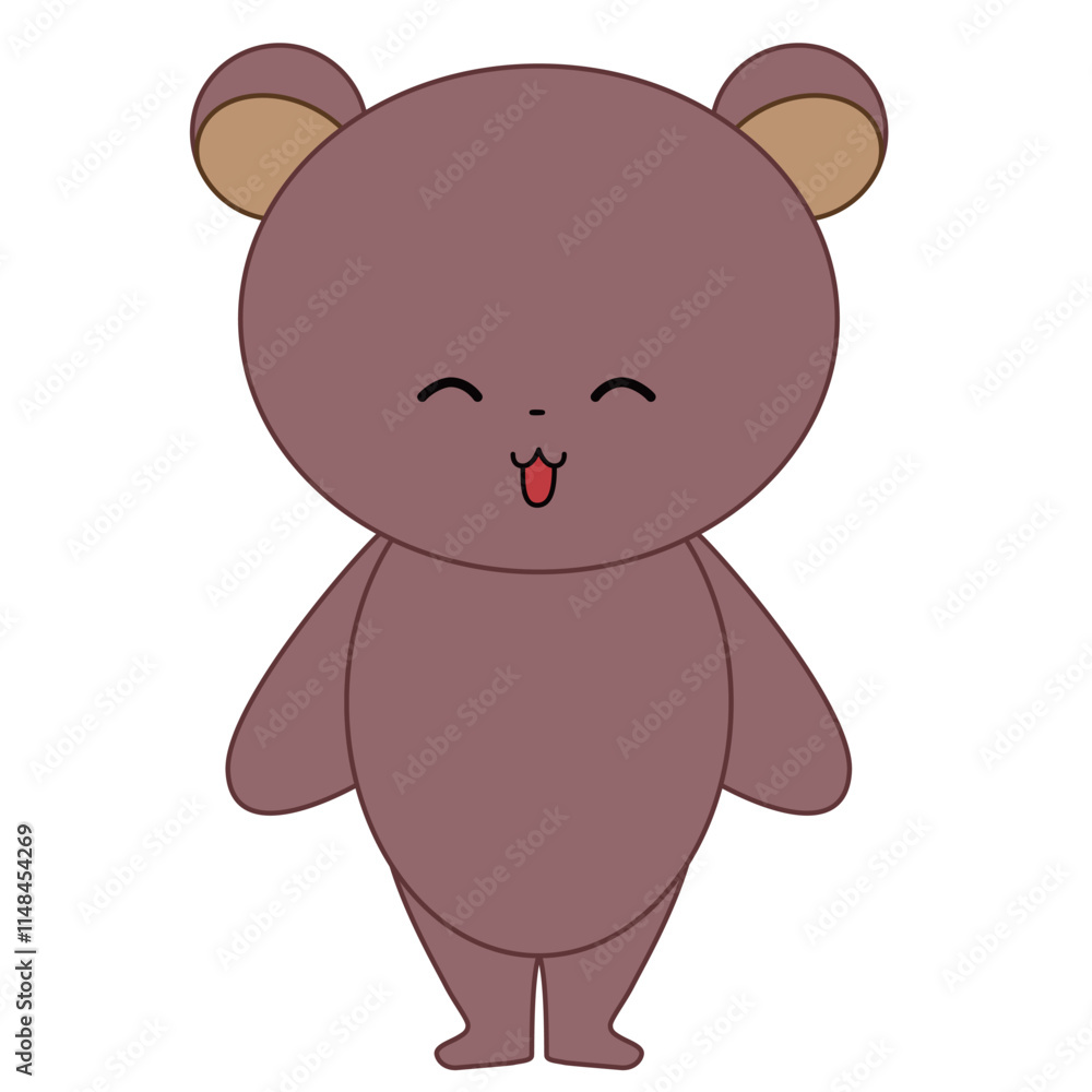 Fototapeta premium 笑顔のかわいいくまの全身イラスト