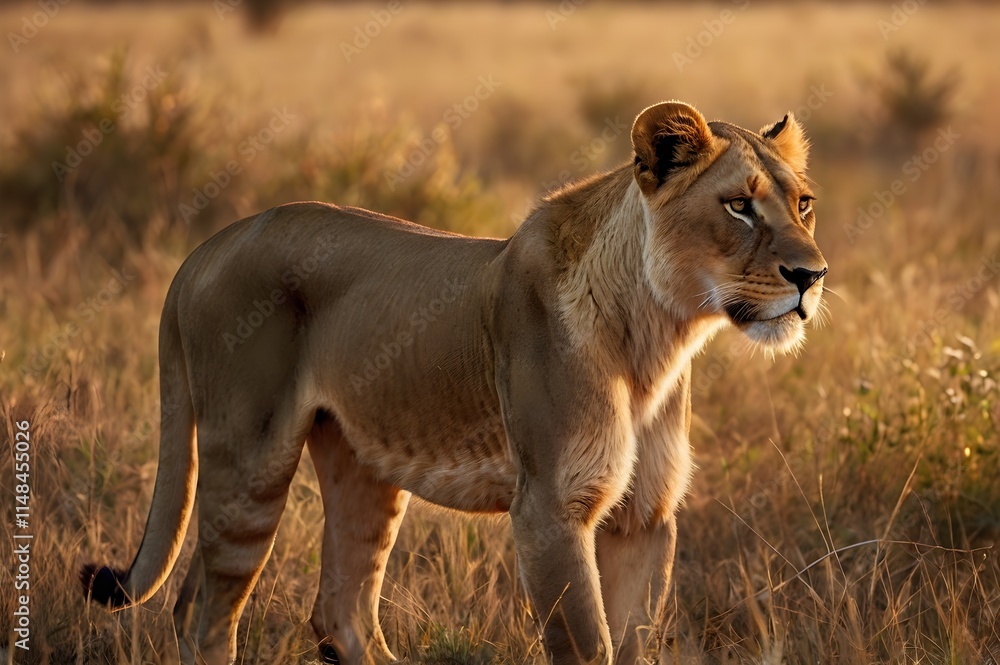 Lioness in the savannah