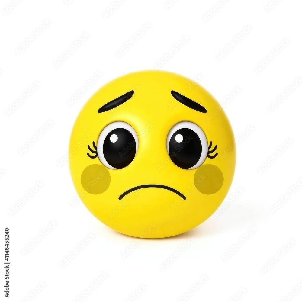 A yellow emoji with big sad eyes and a frown implies feelings of sadness and anxiety. It represents emotional struggles and moments of disappointment and worry A yellow emoji with big sad eyes and a frown implies feelings of sadness and anxiety. It represents emotional struggles and moments of disappointment and worry