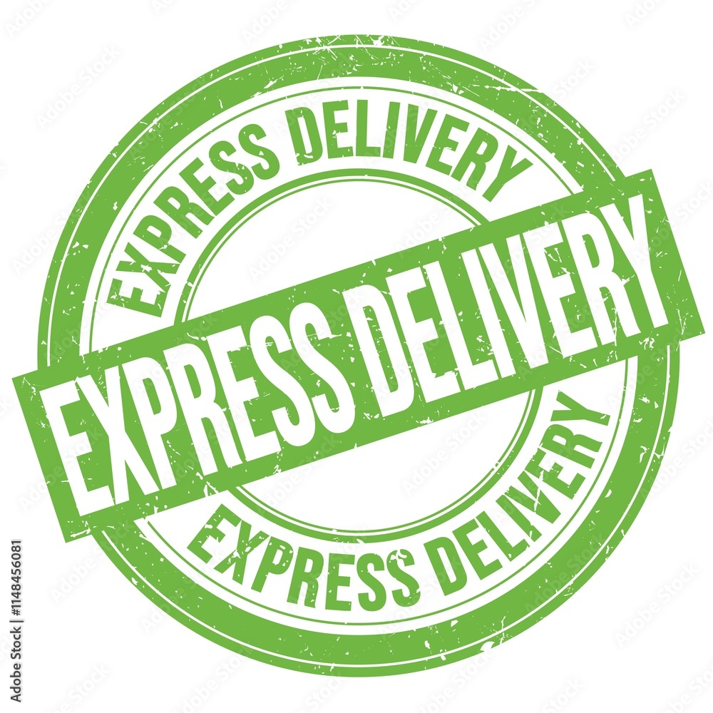 EXPRESS DELIVERY text written on green round stamp sign EXPRESS DELIVERY text written on green round stamp sign