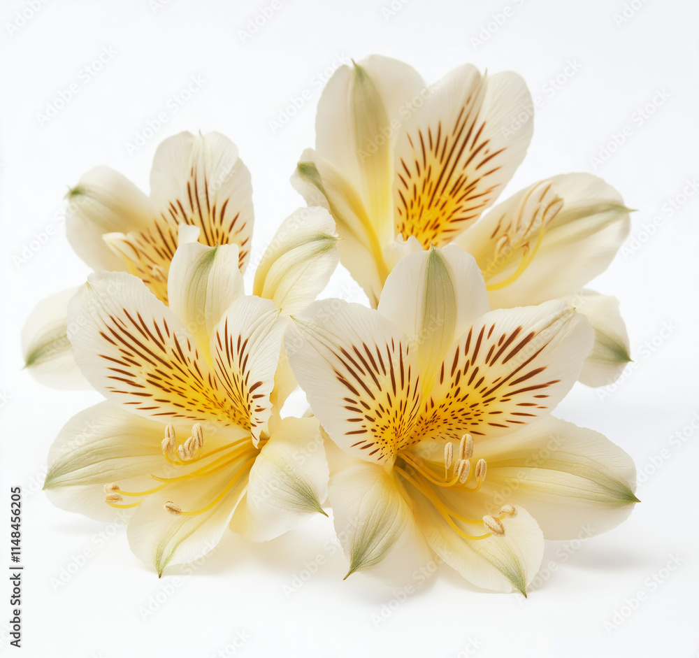 Close up shot of lily bouquet on white background Close up shot of lily bouquet on white background