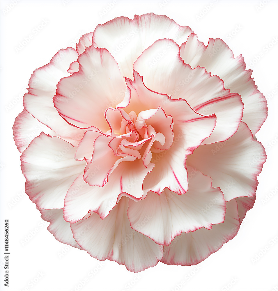 A close-up shot of a carnation on a white background A close-up shot of a carnation on a white background