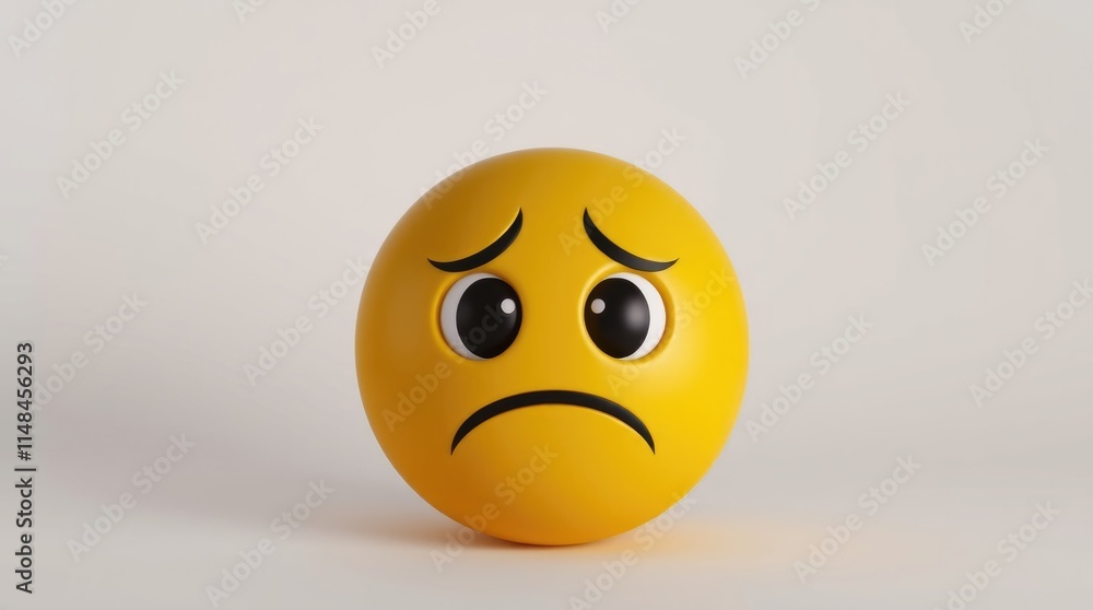 Fototapeta premium Sad emojis express a range of feelings including sadness, worry, and embarrassment, highlighting emotional states in digital conversation among users today