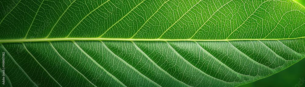 Close up of sunlit leaf showcasing intricate vein patterns and vibrant green hues, highlighting nature beauty and detail Close up of sunlit leaf showcasing intricate vein patterns and vibrant green hues, highlighting nature beauty and detail