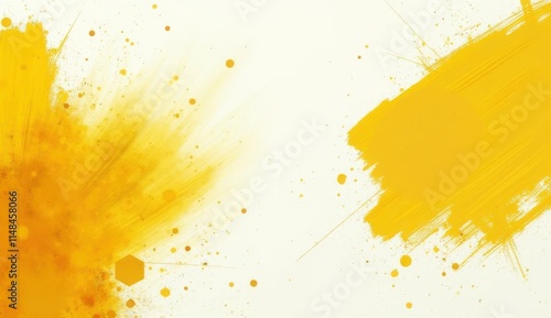 yellow paint splattered on a white surface with a white background