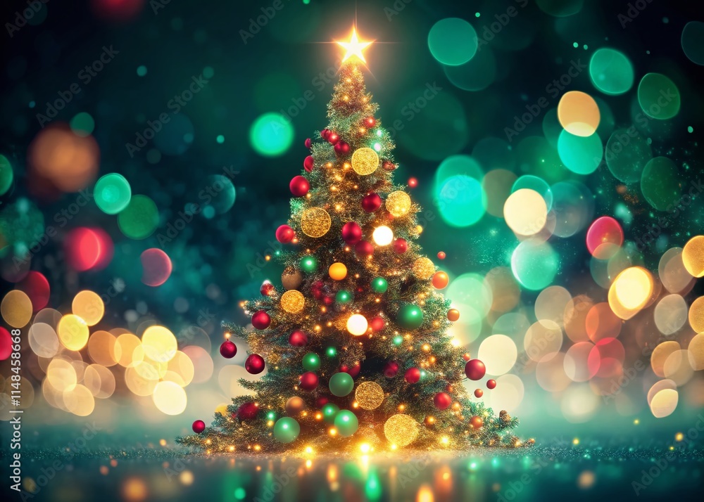 Abstract Christmas Tree Bokeh Lights Festive Background - Holiday Design Abstract Christmas Tree Bokeh Lights Festive Background - Holiday Design