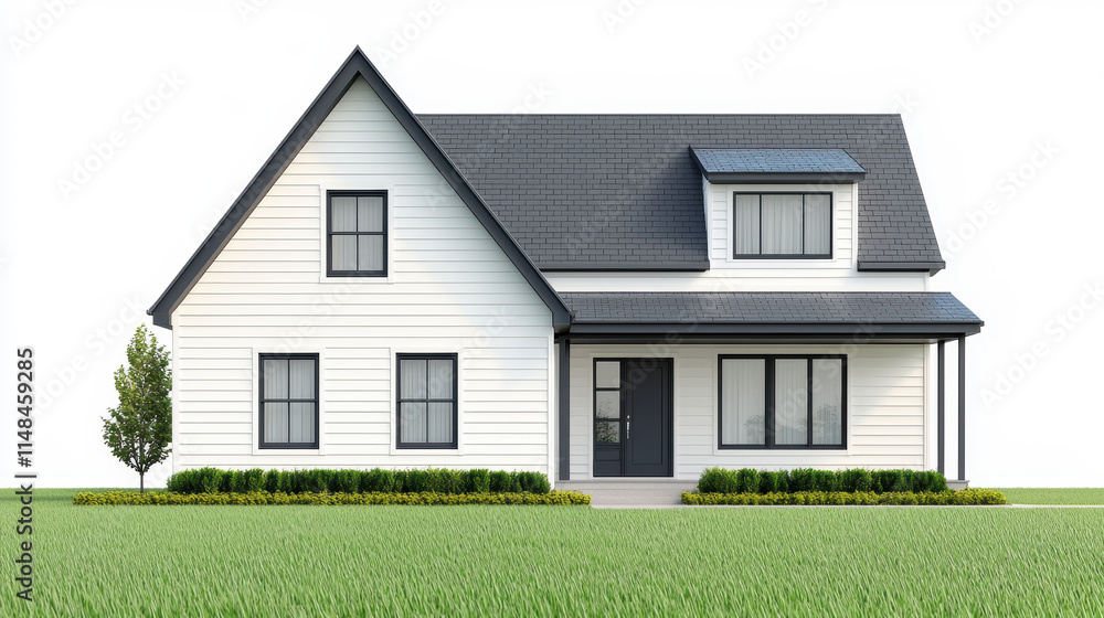 Modern white suburban house isolated on white background Modern white suburban house isolated on white background