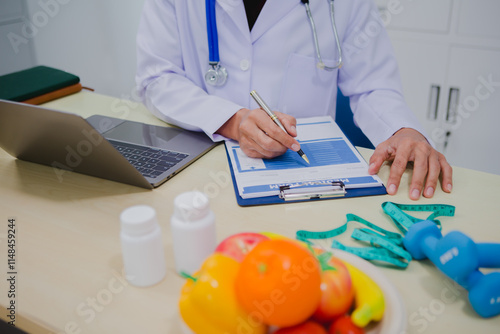 Asian male nutritionist specializing in promoting healthy eating habits, providing nutritional advice, creating meal plans, and helping individuals achieve optimal health through balanced nutrition.