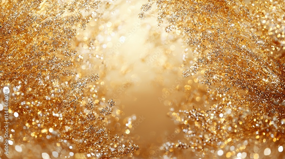 Shimmering Gold Glitter Background with Sparkling Light Effects