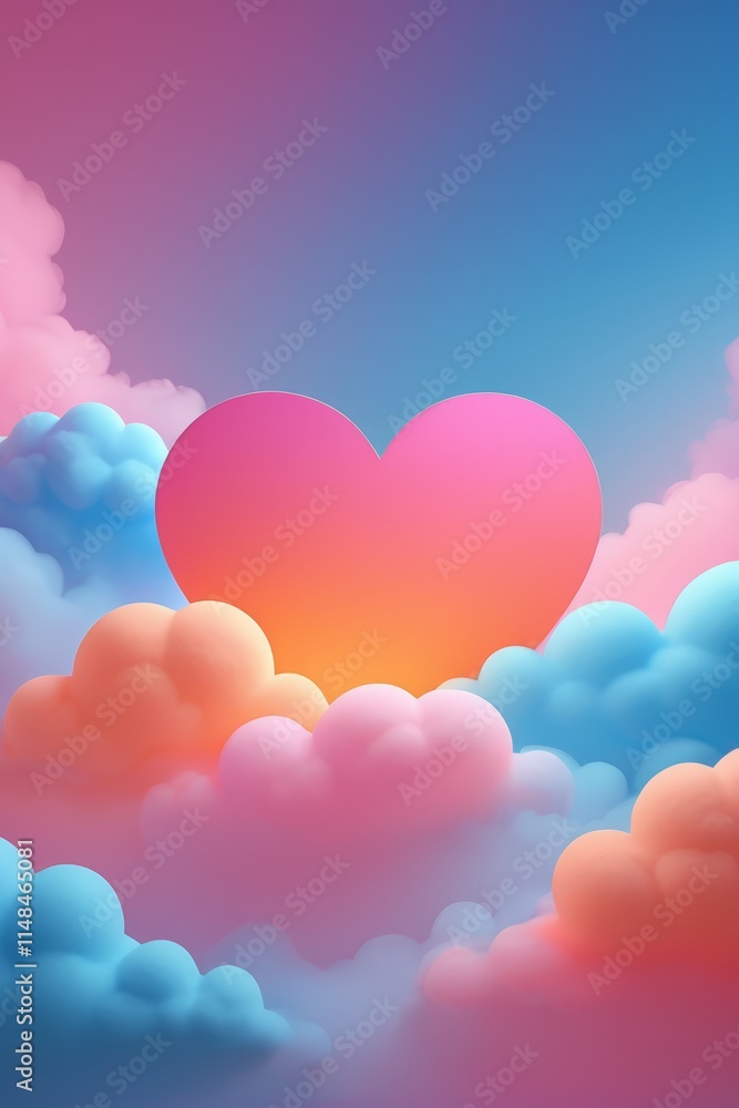 there is a heart shaped object in the sky with clouds
