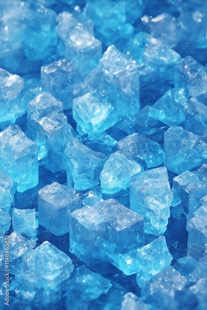 a close up of a pile of ice cubes on a blue surface a close up of a pile of ice cubes on a blue surface