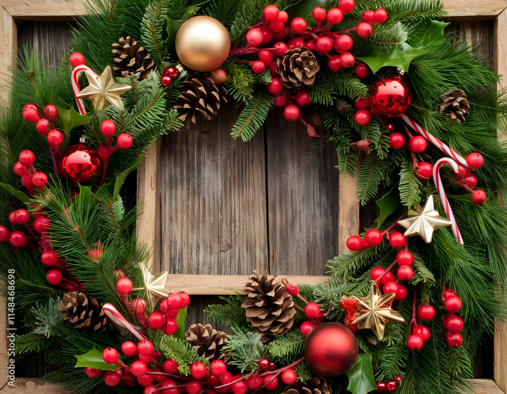 Christmas tree branch decorations framing a wooden table, creating festive and seasonal wallpapers with pine cones, red ornaments, and vibrant greenery,New Year/Christmas wreath with fir branches.
Christmas tree branch decorations framing a wooden table, creating festive and seasonal wallpapers with pine cones, red ornaments, and vibrant greenery,New Year/Christmas wreath with fir branches.
