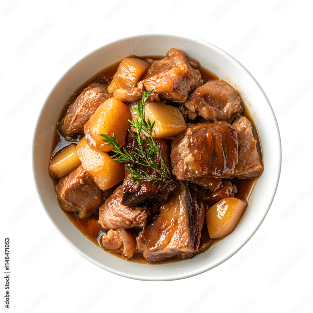 Inviting Braised pork shoulder with apple cider Isolated On Transparent Background Inviting Braised pork shoulder with apple cider Isolated On Transparent Background