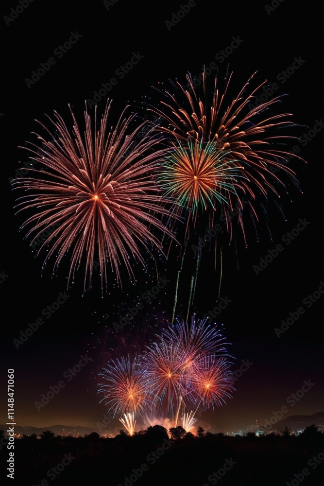 fireworks are lit up in the night sky above a city fireworks are lit up in the night sky above a city