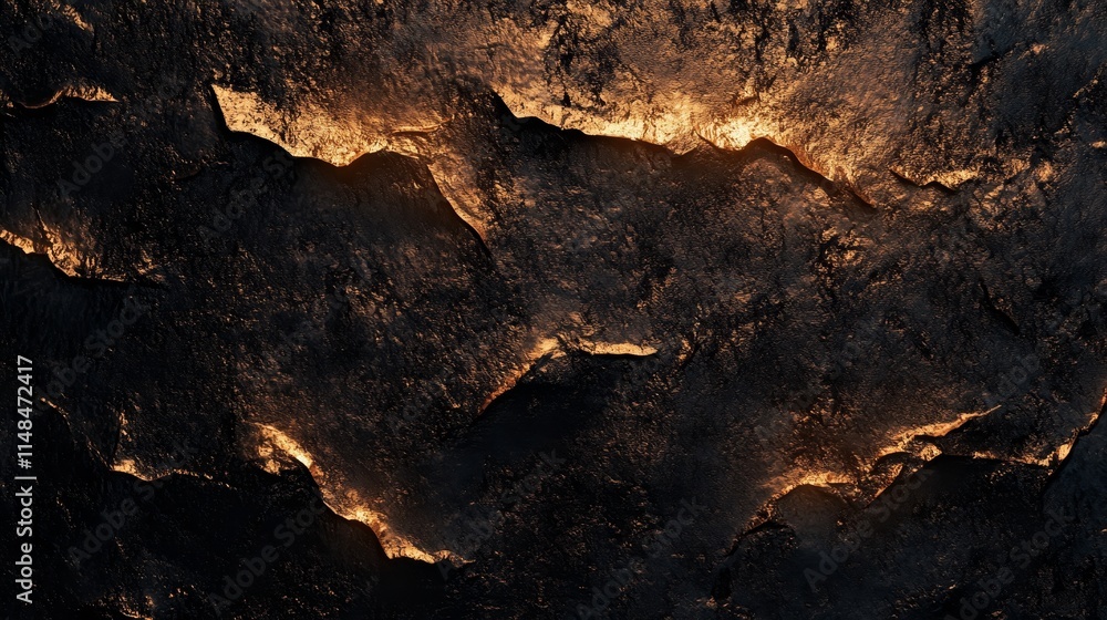 A textured surface resembling dark rock with glowing edges, creating a dramatic visual effect. A textured surface resembling dark rock with glowing edges, creating a dramatic visual effect.