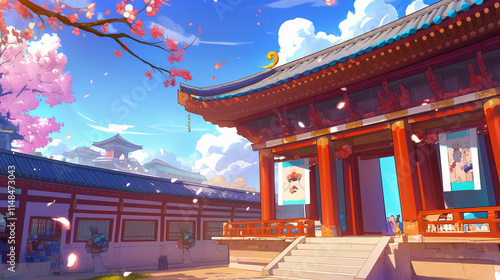 kawaii anime cartoon seollal korean new year celebration background photo